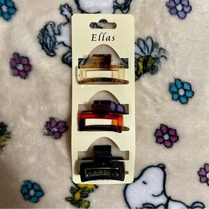 NWT Ella Small Hair Claw Clips Set - Brown, Red, Black